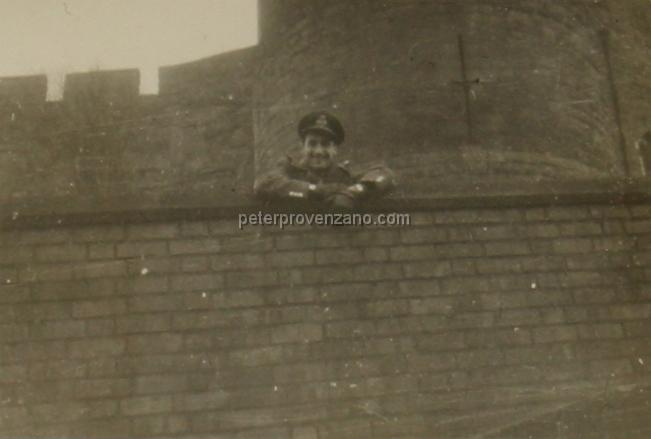 Peter Provenzano Photo Album Image_copy_030.jpg - Peter Provenzano on the battlements of Shrewsbury Castle.  Fall of 1940.